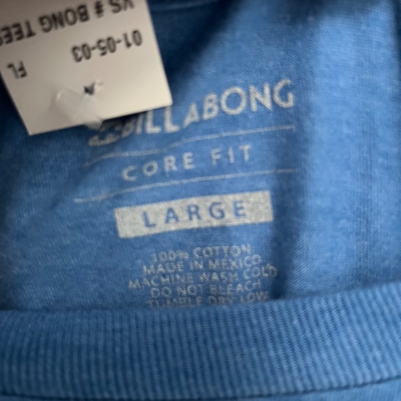 Billabong core fit tshirt blue short sleeve shirt new large NWT - Picture 3 of 4